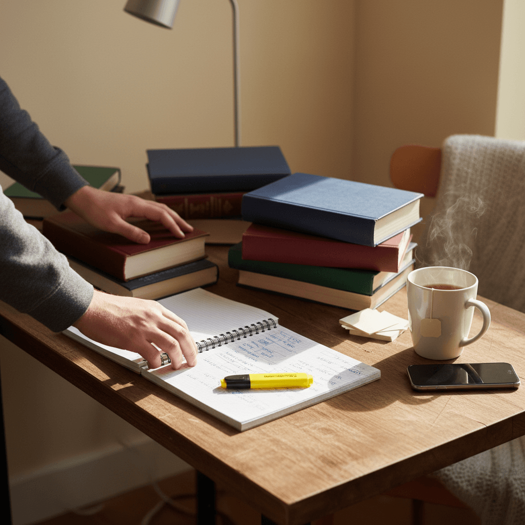 Cozy student bedroom with a desk by a sunlit window